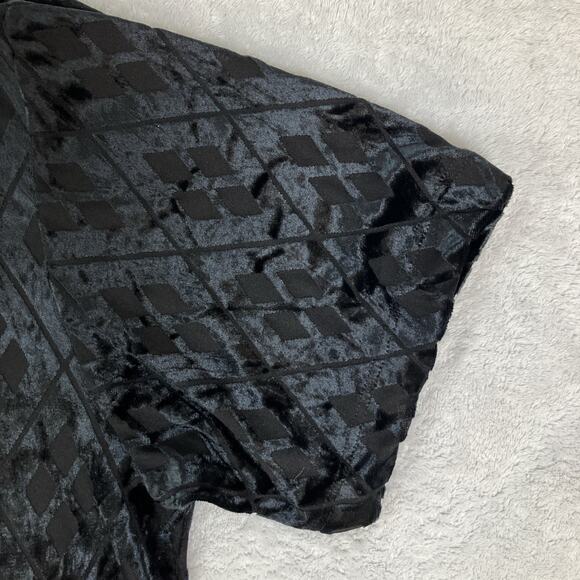 VTG Morbid Threads Black Velvet Sheer Shirt Goth Vamp Y2K Retro Clubwear XL FLAW - Picture 6 of 16